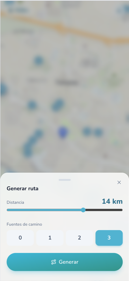 Pantalla para generar una ruta